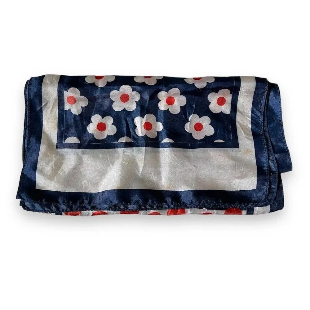 Vintage Red & Blue Polka Dots Floral Rectangular Scarf 50